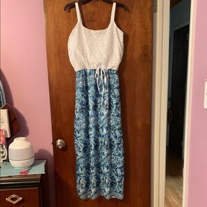 Faded Glory white blue dress